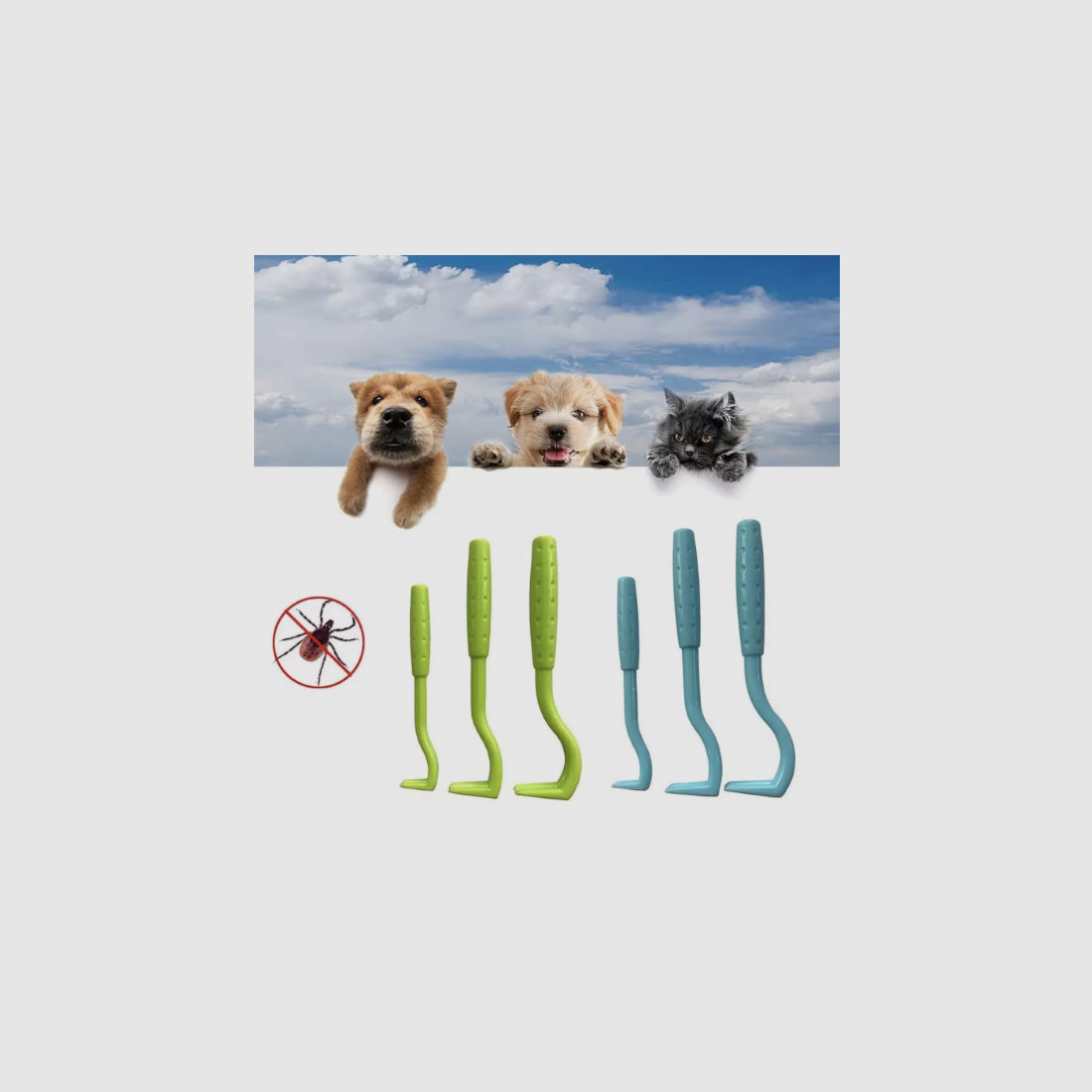 Zeckenhaken gegen Zecken für Hunde, Katzen und andere Haustiere. Set mit 3 Stück. (Zeckenzange), Bild 1 von 6