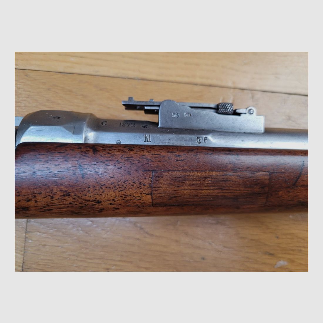 Wunderschönes Chassepot-Gewehr Modell 1866 – 2. Typ – Herstellung Februar 1872 – Châtellerault – Vollständige Seriennummer außer Baguette – Lesbares Emblem – Wunderschöner Lauf – Premium-Zustand – TBE++, Bild 8 von 33