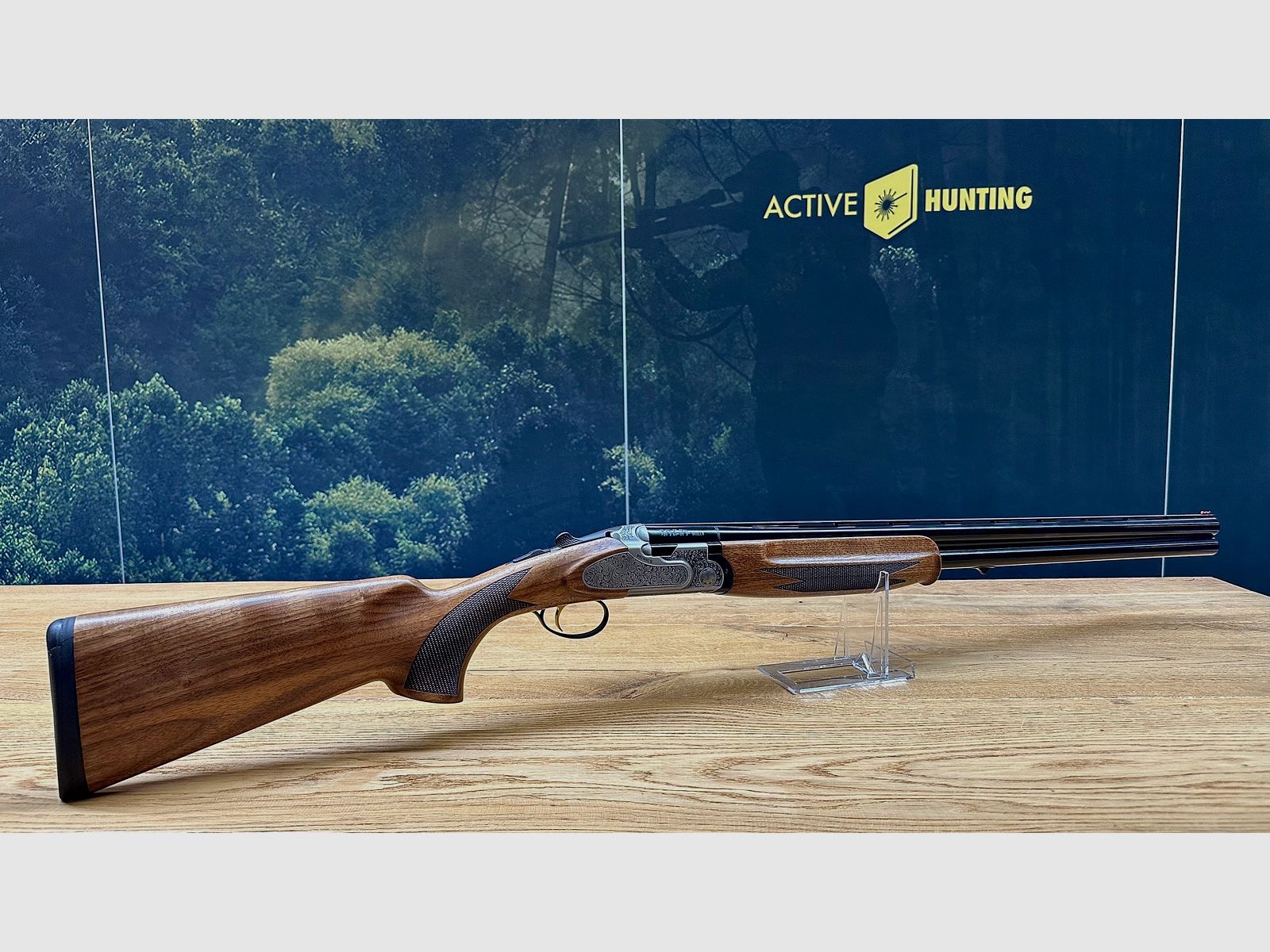 Brenner Black BF20 Premium Silver / 12/76 / LL 71cm / Walnut wood stock / Arabesque engraving