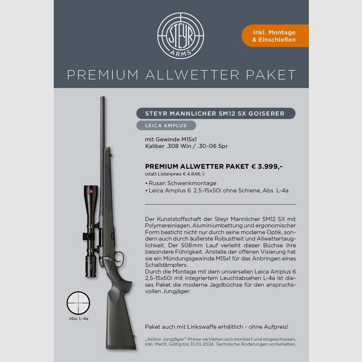 Steyr Mannlicher SM12 SX Goiserer + Leica + ... - Jungjägerpaket