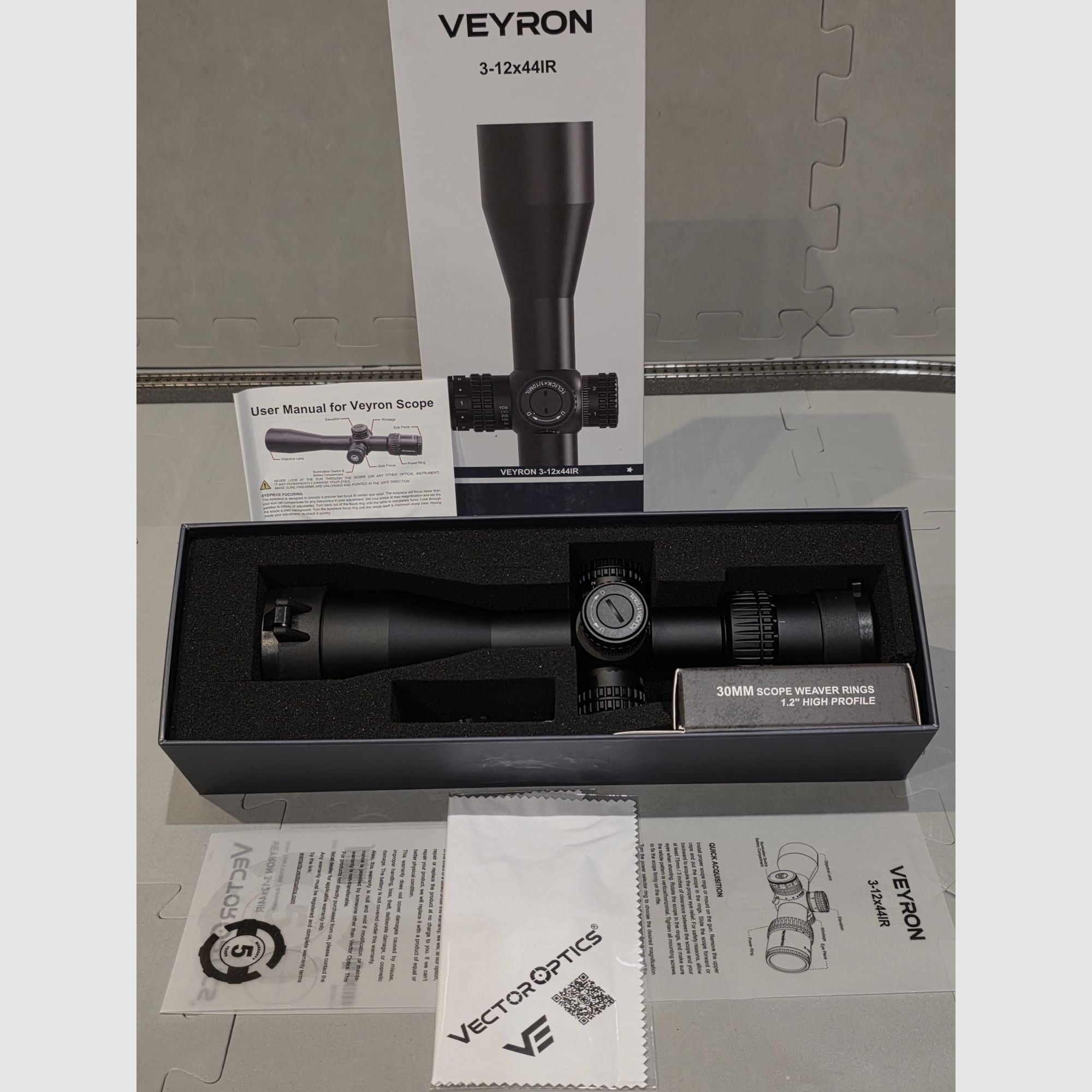 Celownik optyczny Vector Optics Veyron IR 3-12x44 SFP MPR-V10 z montażem na szynę Picatinny, np. do AEA Megalodon i innych.