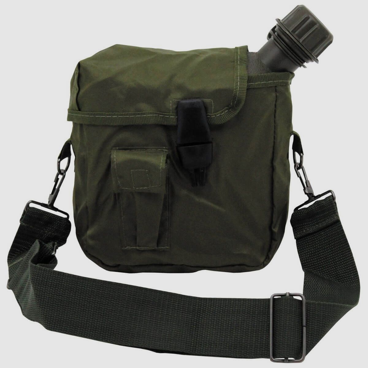 Fiaschetta militare quadrata 2 Qt oliva, con custodia