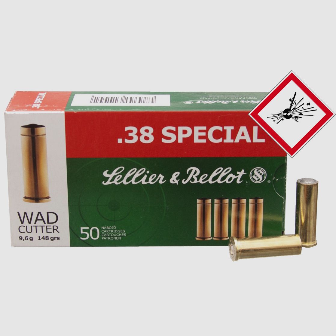 Sellier & Bellot Cartucho de revólver .38 Spec. WC 148grs