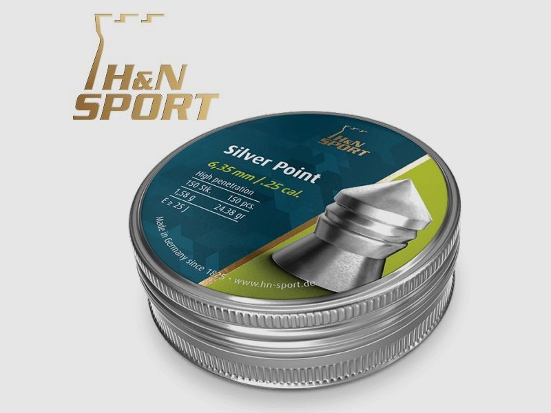 H&N Silver Point Diabolo cal. 6,35 mm. Boîte de 150 pcs. de 1,58 g.