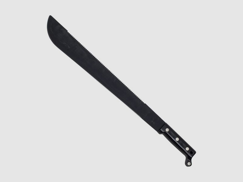 Militärmachete 45,5 / 58cm - mit Säge und Klingenschärfer + Plastikscheide