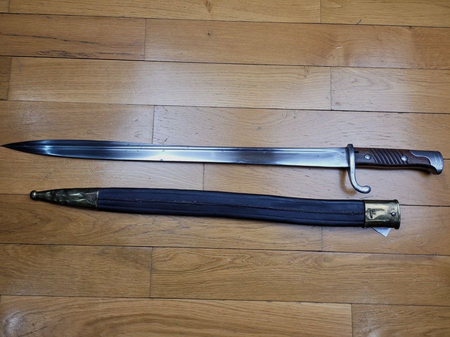Zeer zeldzaam Duits bajonet model 71/98 – Lemmet Pruisen W 68 – "Clauberg + Chevalier in wapenrusting" – TBE, afbeelding 11 van 16