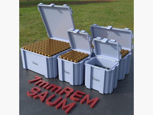Filamelt Munitionsbox / Ammo Box 7mm REM SAUM – Patronenbox ‘Klappdeckel’ – 20 / 25 / 50 / 100 Runden