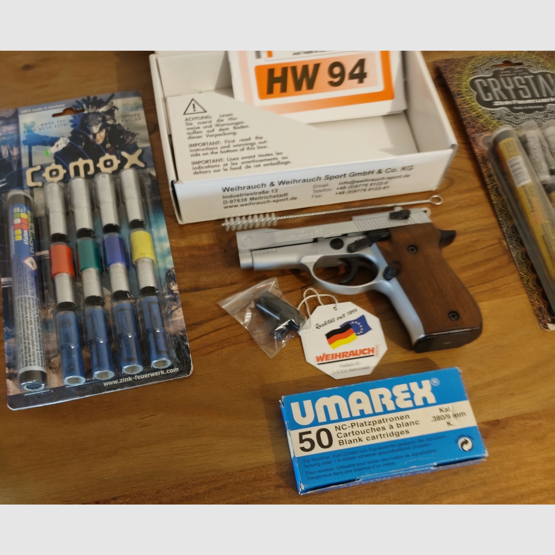 Weihrauch HW 94 Steal Look braune Echtholzgriffe PTB 855 Großes Smmler-Set