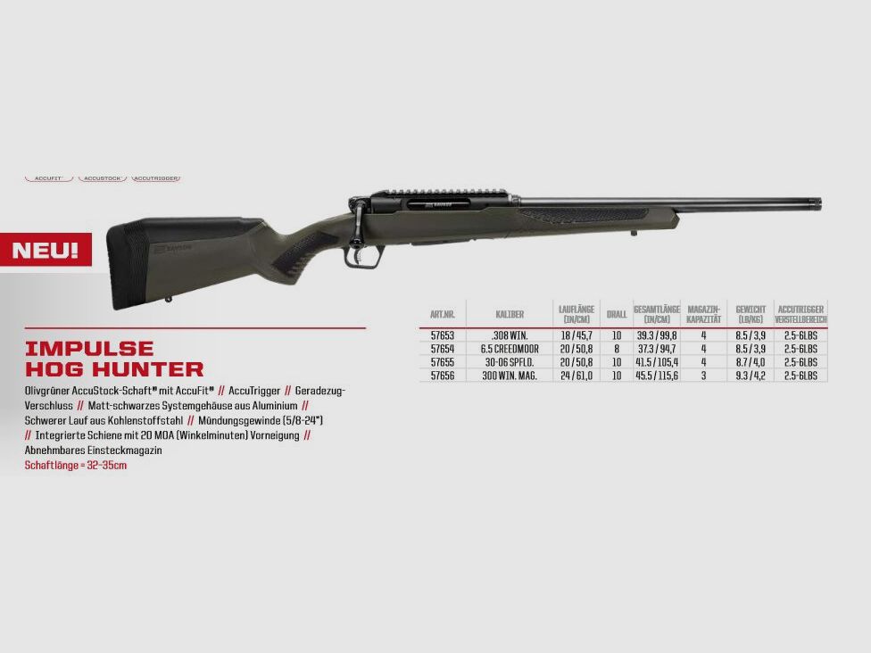 Savage Arms	 IMPULSE HOG HUNTER Geradzug Repetierer