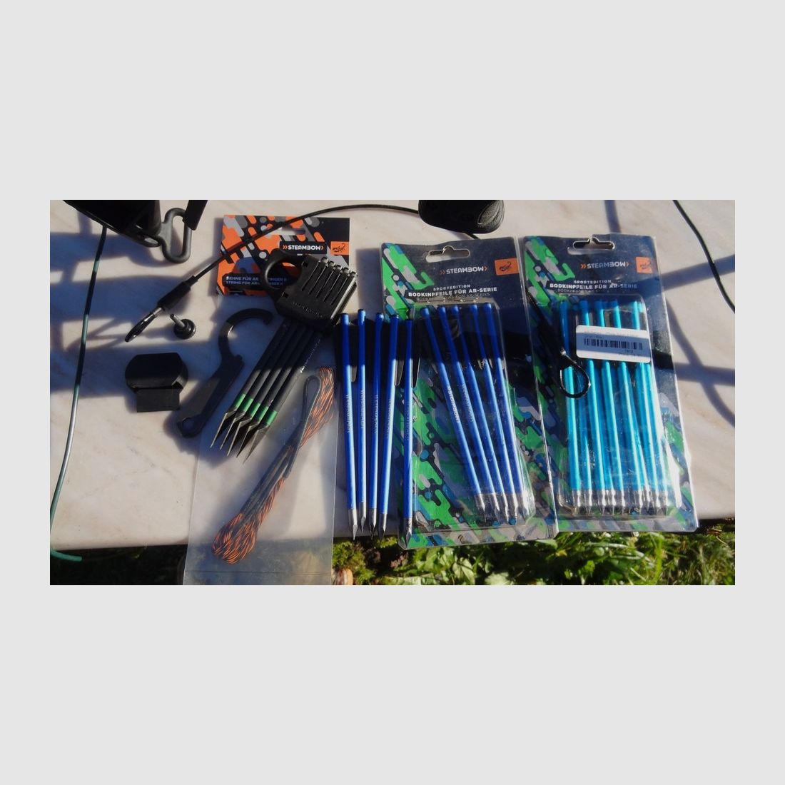 Armbrust Steambow AR6 Pfeile Kriegspfeile Red Dot Visier Stativ