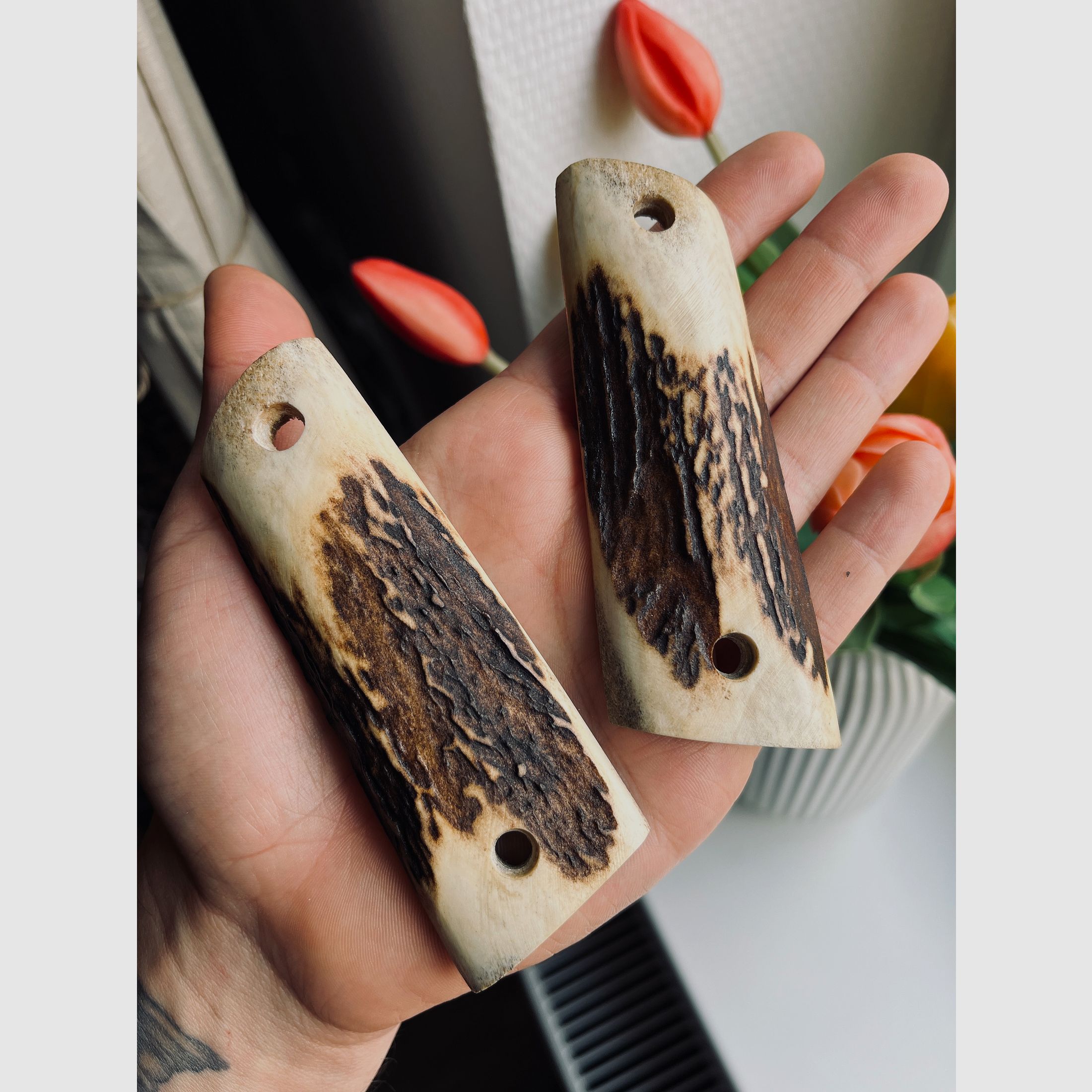 Colt 1911 Horn okłady chwytowe szerszy chwyt rogi jelenia Stag Skale elementy chwytowe