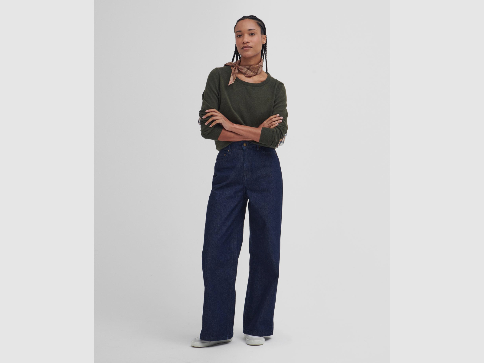 BARBOUR Sweter Okrągły Pendle Olive