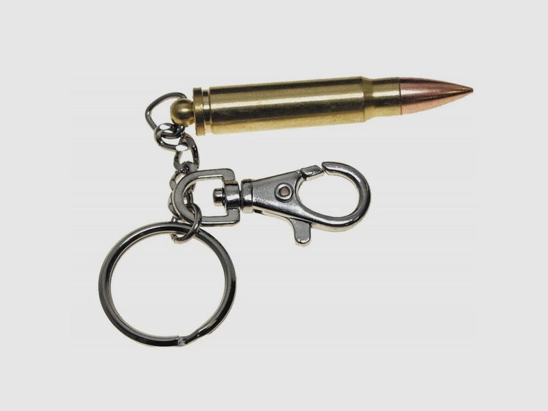 Schlüsselanhänger Patrone - Metall, Silber / Messing / Kupfer
