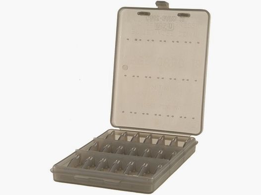 MTM cartridge case W18-9-41 smoke clear with flap lid for 18 cartridges 9mm
