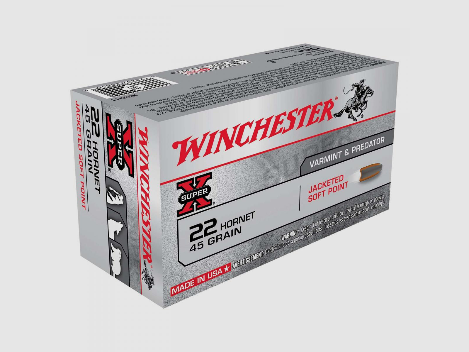 Winchester Super-X .22 Hornet 45GR JSP 50 cartridges
