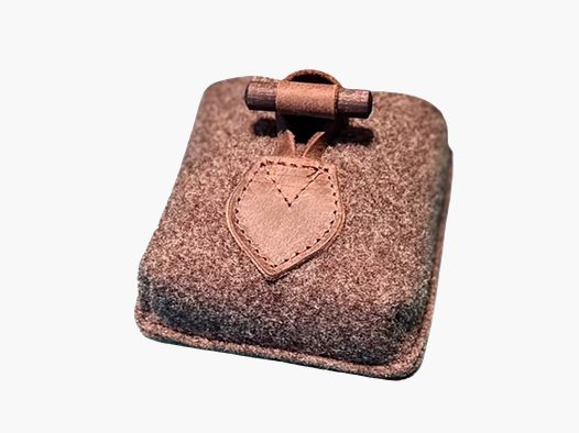Estuche para municiones de fieltro de lana con detalles de cuero