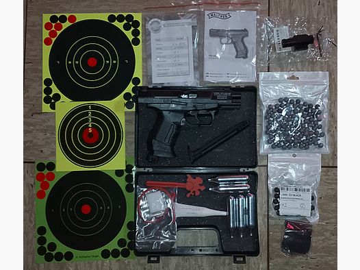Walther P99 RAM mit Zubehör Laser Koffer Zielscheiben  Rubberballs Polyballs Set 