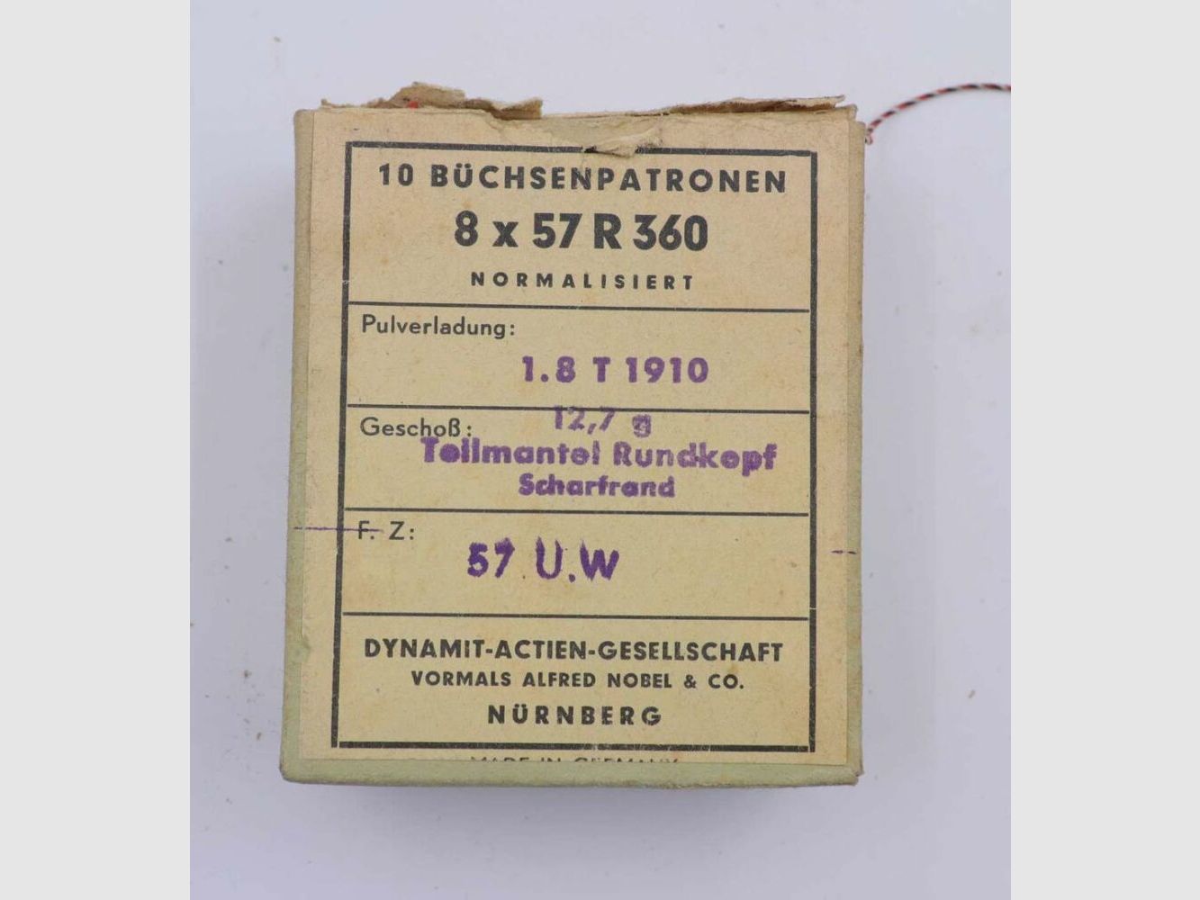 RWS (WZd.Fa.Rottweil) Büchsenpatronen 8x57R 360