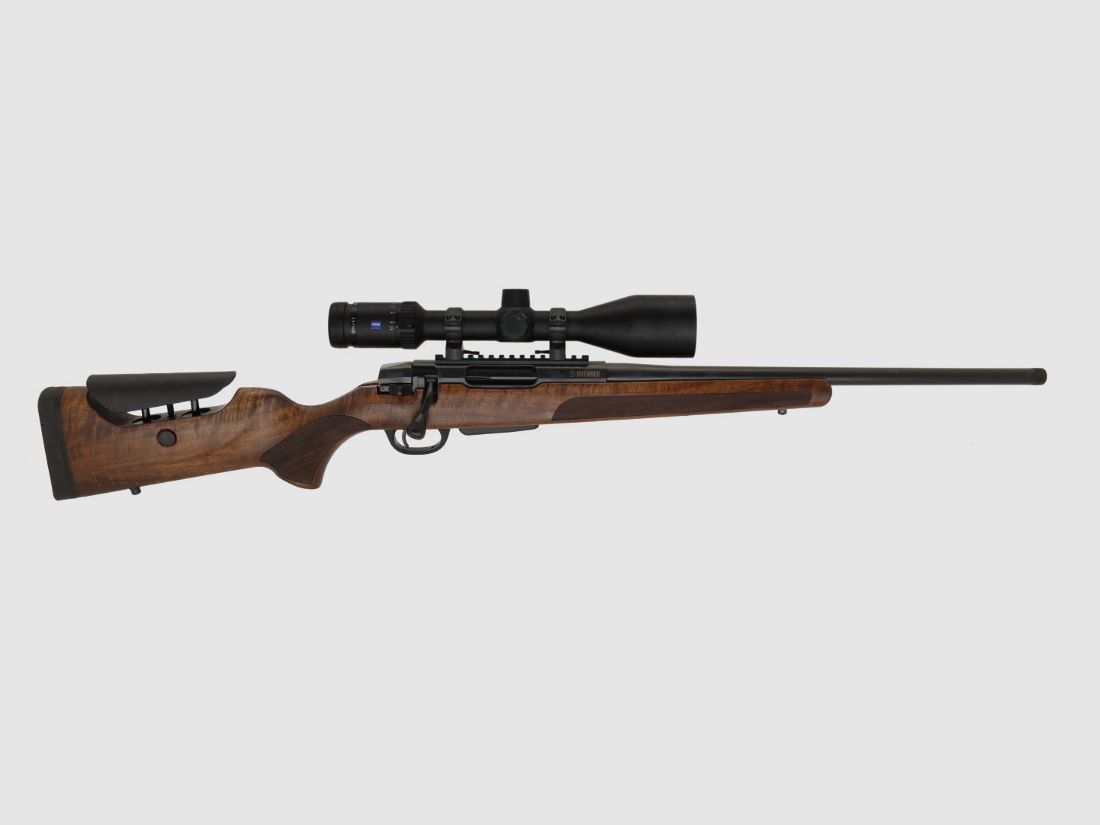 Brenner Komplettpaket: BR20 L.E. (Nussbaum, verstellbarer Schaftrücken) mit Zeiss V6 2.5-15x56