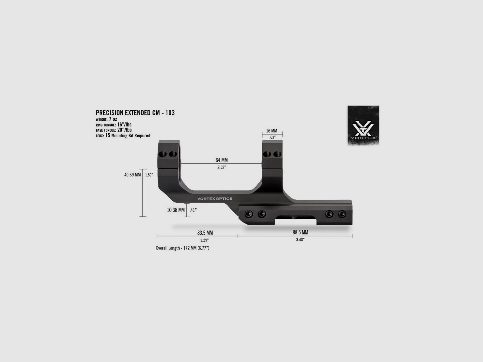 Cantilever Ring Mount 1 Inch (3 Inch Offset)