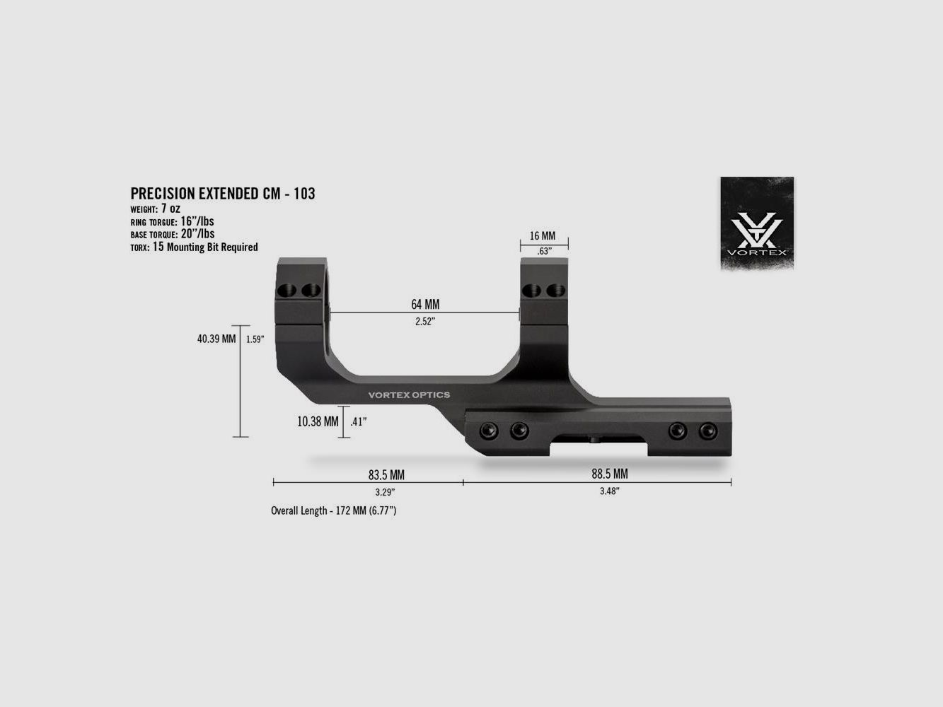 Cantilever Ring Mount 1 Inch (3 Inch Offset)