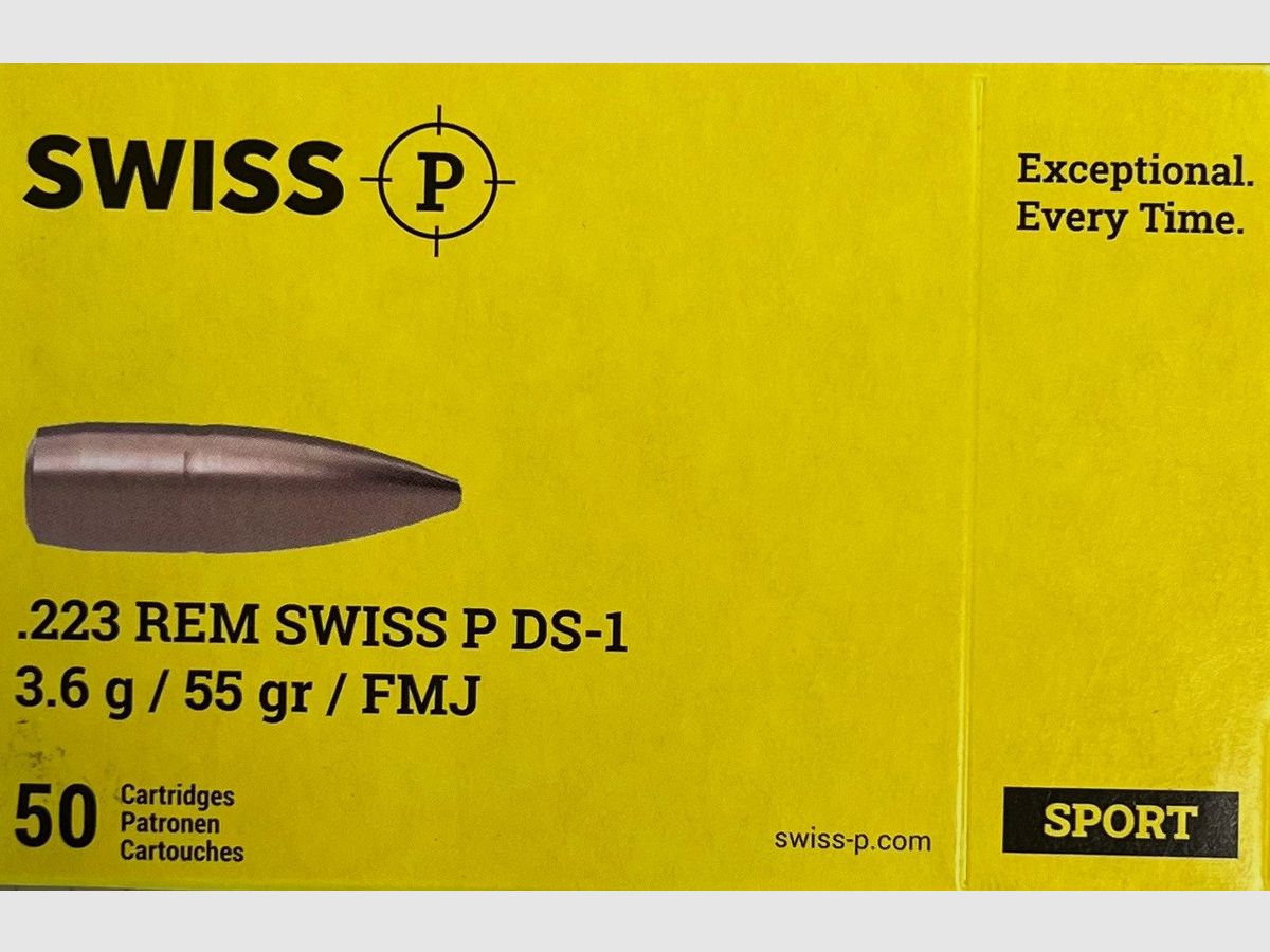 SWISS Sport P DS-1 .223rem FMJ55gr - 50 cartouches