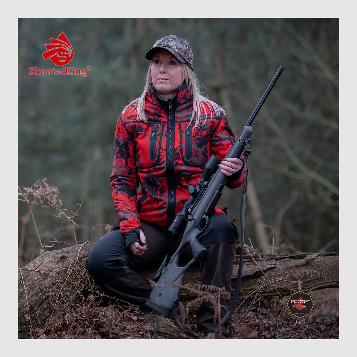 SHOOTERKING Damen Softshell Jacke Forest Mist Red