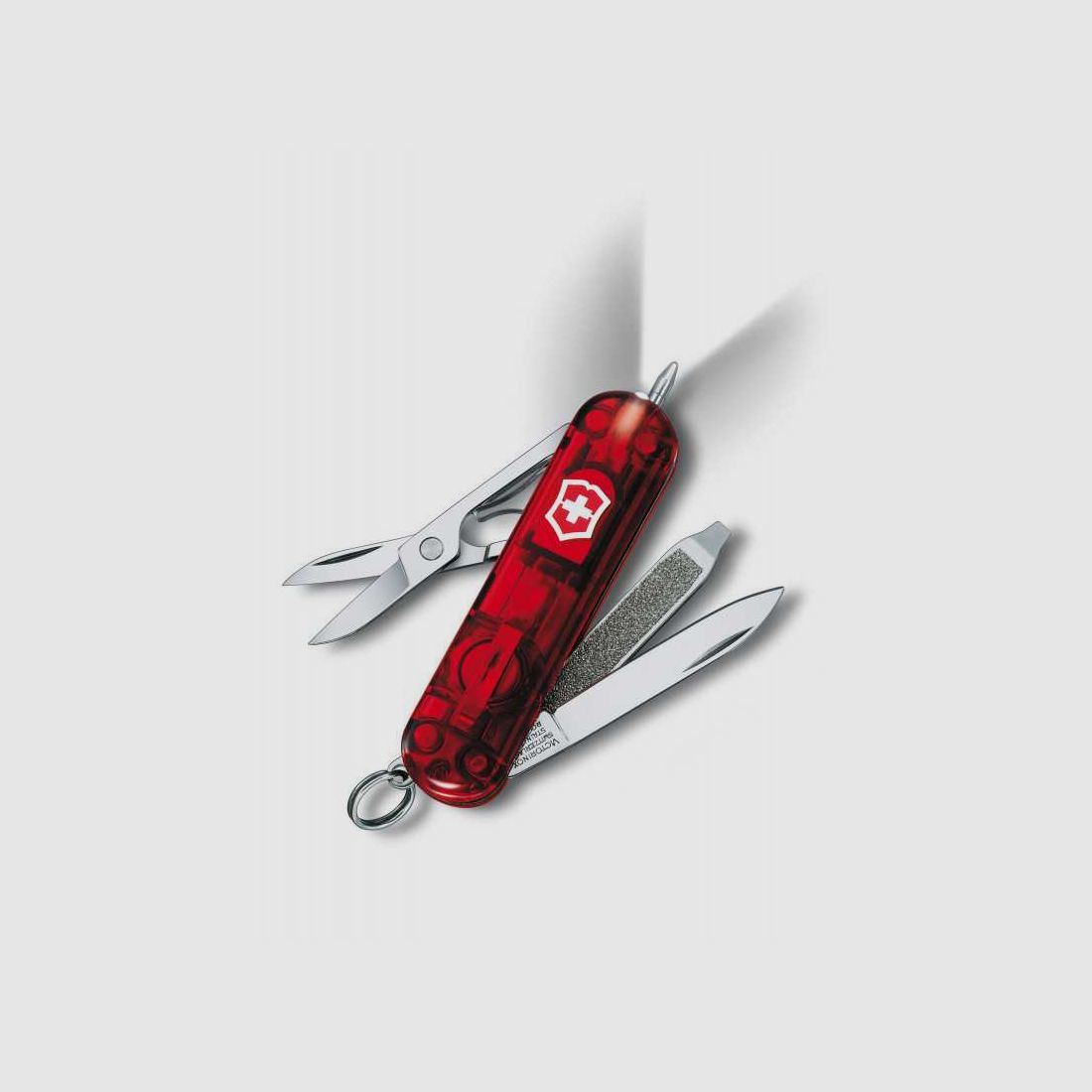 Cuchillo de bolsillo pequeño Victorinox Signature Lite rojo transparente LED