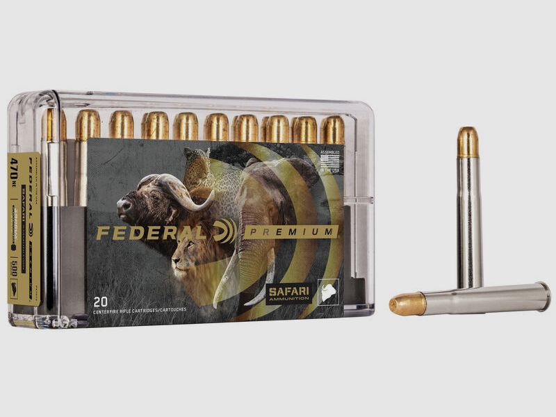 Federal Premium Safari Trophy Bonded Sledgehammer Solid .470 NE 500GR bonded FN 20 cartridges