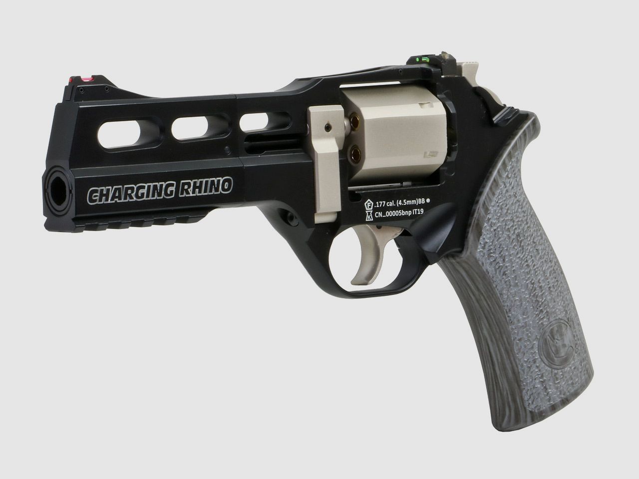 CO2 Revolver Chiappa Charging Rhino 50DS Black/White Vollmetall schwarz Kaliber 4,5 mm BB (P18)