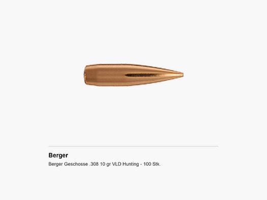 Berger Kogels .308 10 gr VLD Hunting – 100 st.