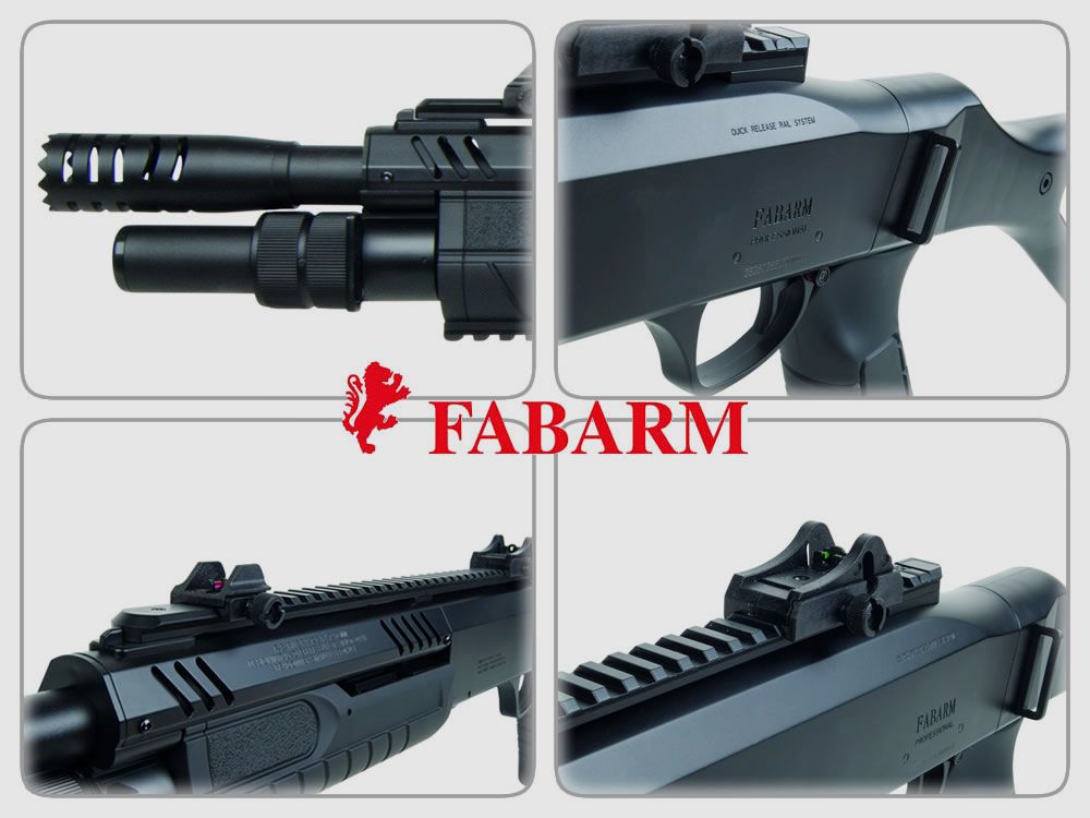 Softairgewehr Pumpgun Fabarm STF12, Federdruck, 11 Zoll Lauf, 3x 10 Schuss, schwarz, Kaliber 6 mm BB (P18)