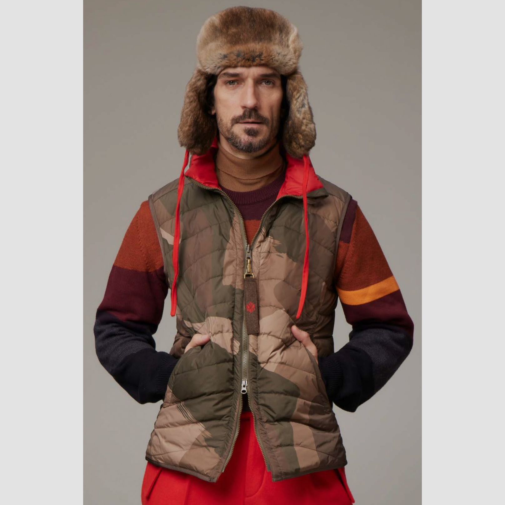 Habsburg Oswald Wende-Weste Camo/Rot, billede 6 af 6