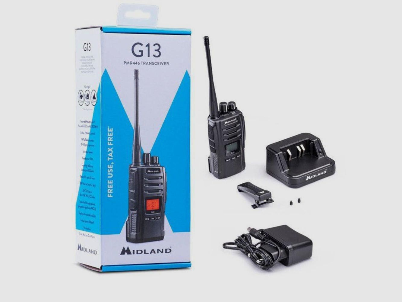 Walkie-Talkie Midland G13 Negro - Alcance 12 km - Impermeable IP67 - Comunicación Fiable al Aire Libre, imagen 2 de 5