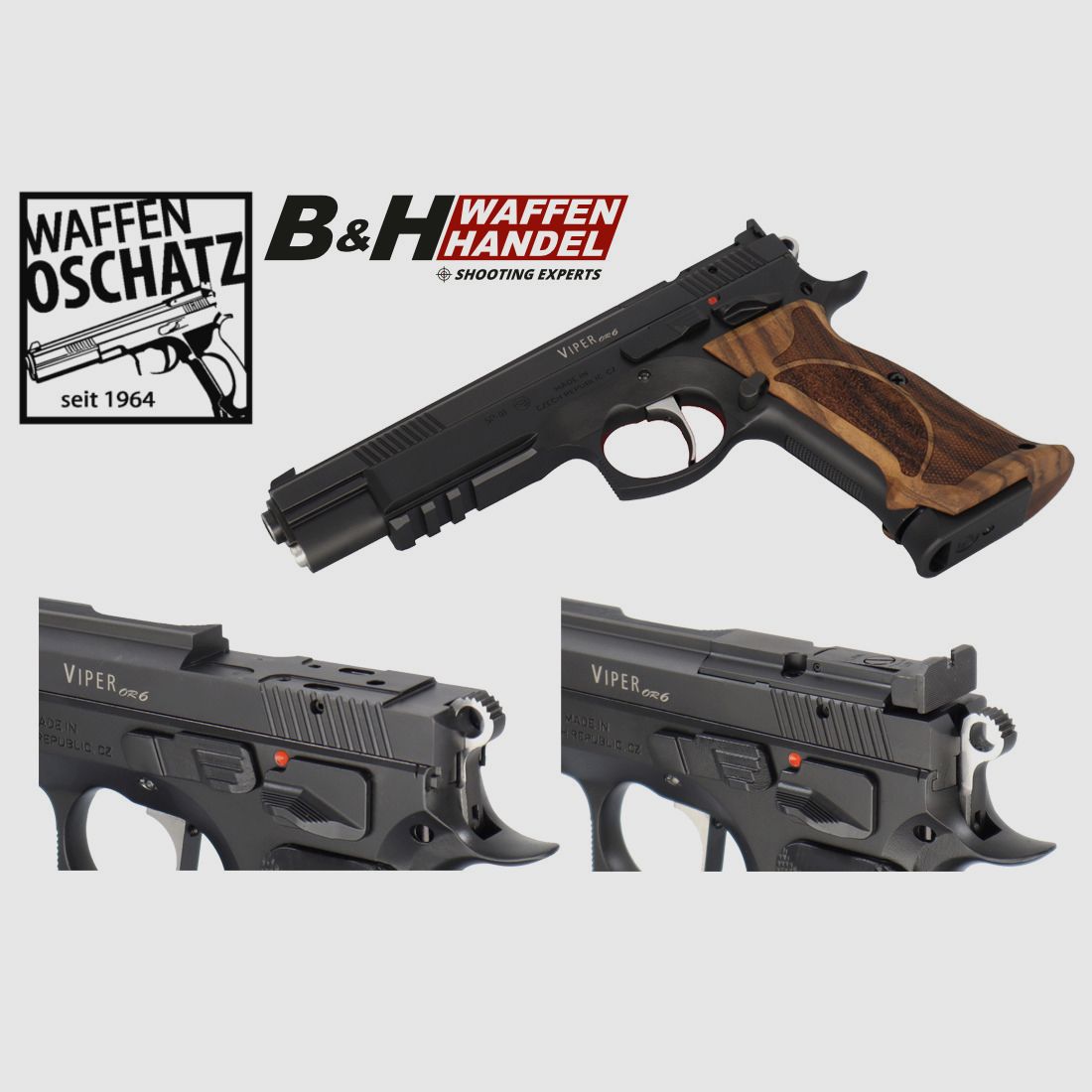  Waffen-Oschatz CZ75 Viper 6 Zoll mit SAO-Abzug - Optic Ready - Nussbaum Matchgriff