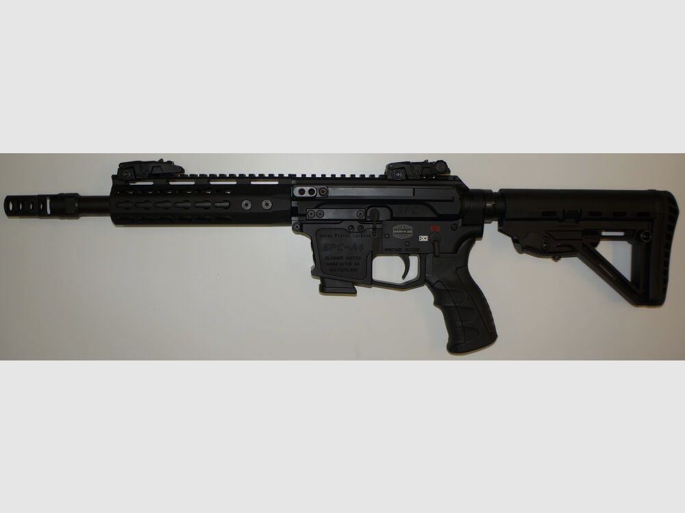 Schwaben Arms GmbH/GWMH Selbstladebüchse GWMH SPC-HUNTER A4 10" (SWISS PISTOL CARBINE) BLACK Kal.9x19 AR15 Glock Magazin