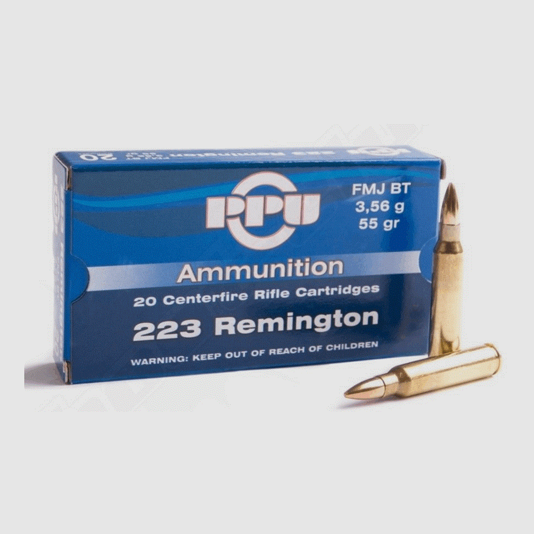 PPU .223 Remington 3,56g – 55grs – FMJ Volle Mantel SP 20Stk