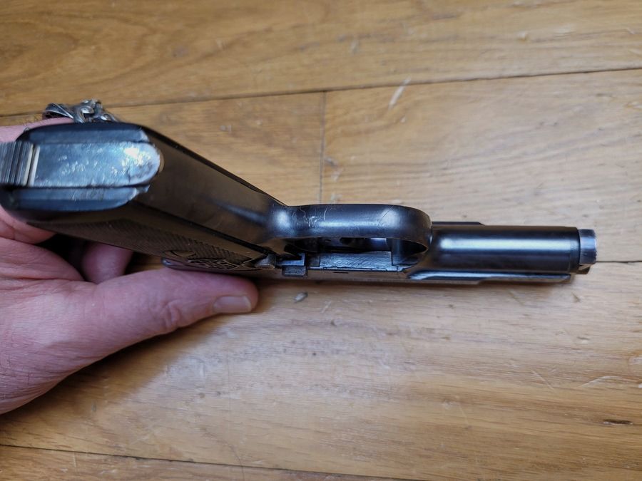 Seltene Mauser 1910 Taschenpistole Typ 1 – Kaliber 6,35 Browning mit 9 Schuss – Sehr seltene Markierung Manufrance – Sehr schöne Brünierung – Neuer Lauf – Ausgezeichneter Zustand, Bild 7 von 17