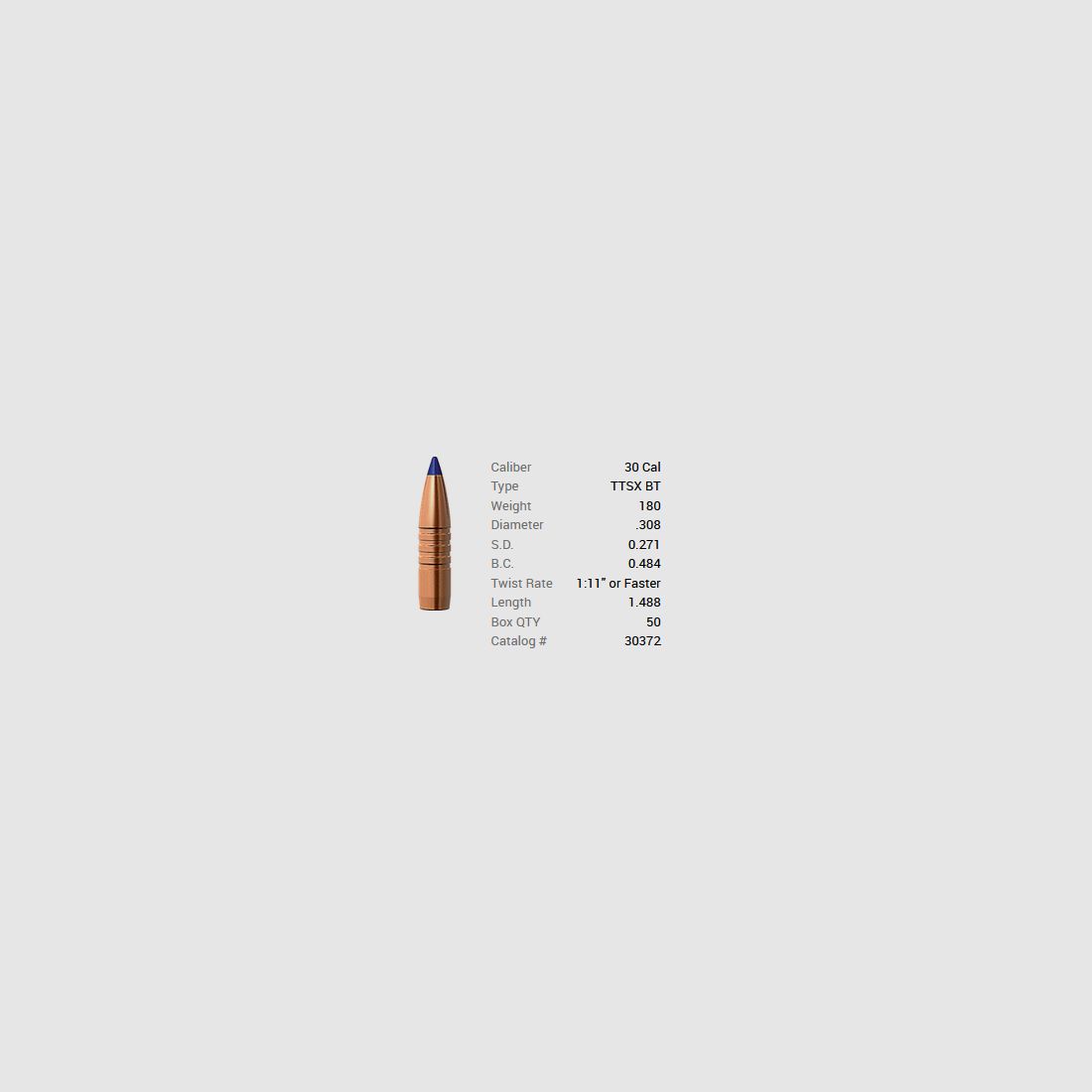 Barnes bullet .30/.308 180GR Tipped TSX BT 50 pieces