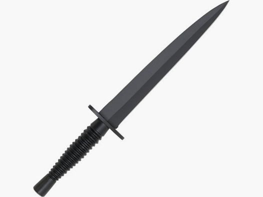 Coltello da combattimento nero con fodero in pelle