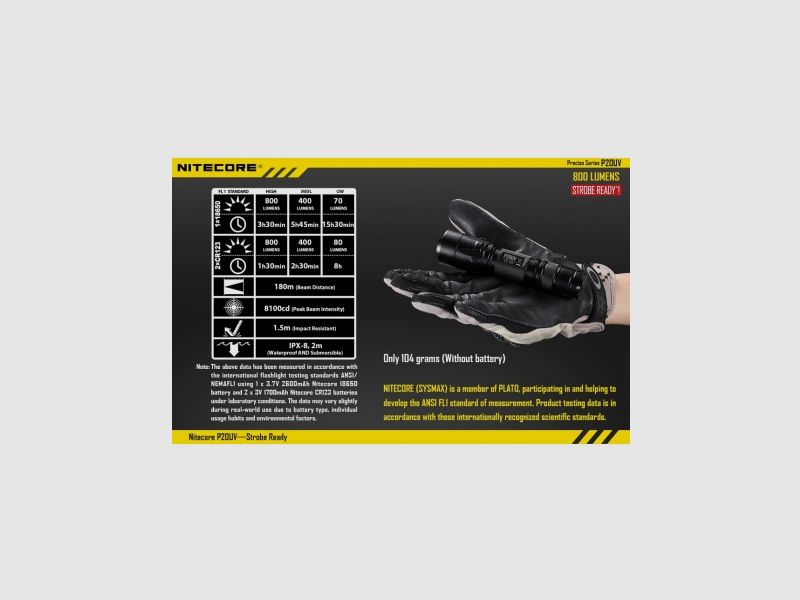 Nitecore P20UV flashlight, 800 lumens, image 26 of 28