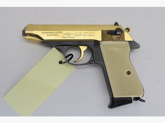 Pistola Manurhin PP Appartiene alla Polizia con scivolo dorato 7,65mm Browning