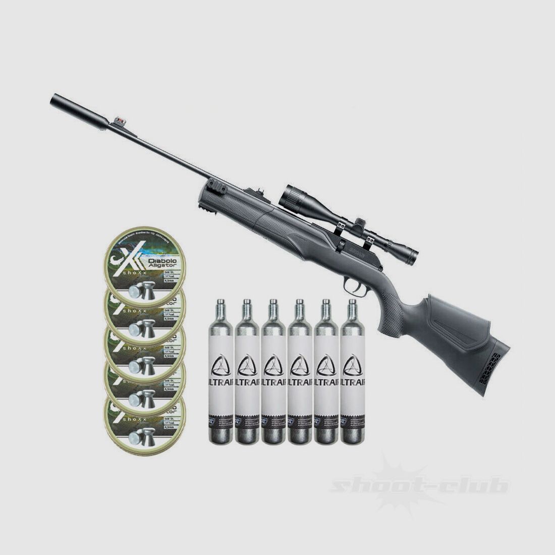 Umarex 850 M2 Target Kit Co2 Gewehr 4,5mm im Set mit CO2 Kapseln und Diabolos