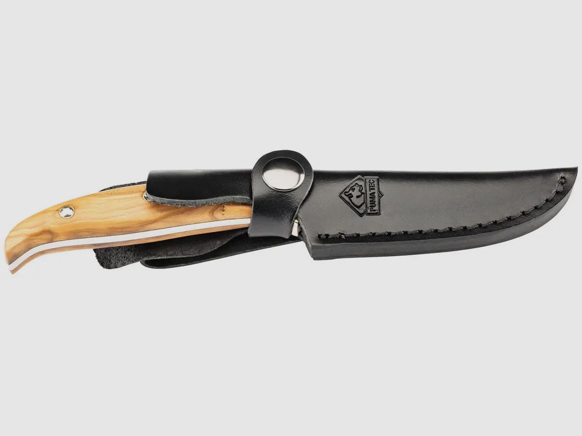 PUMA TEC belt knife, olive wood with mosaic pins