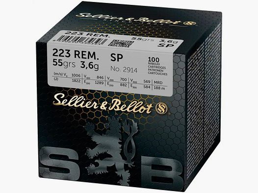 SELLIER & BELLOT .223REM - SP / TM - 55GRS. - 100 ROUNDS