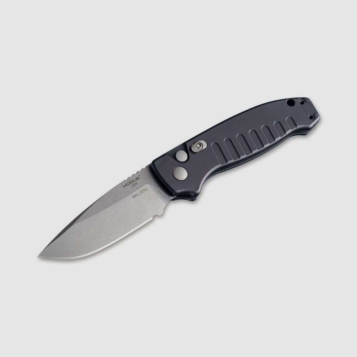 Hogue Ballista-I 3.5" Droppoint Tumble Blade Matte Black Automatic Knife, image 2 of 4