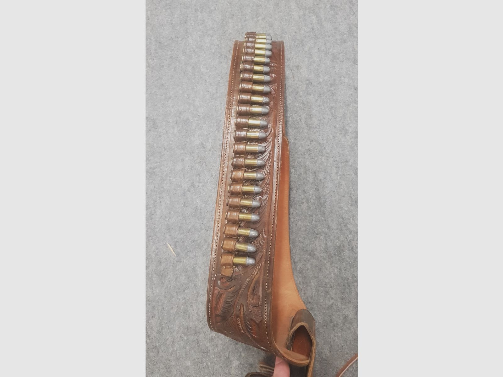Westernholster C38  Westerngürtel 357 Western Revolver Mexico 38 Leder mit Dekopatronen Braun