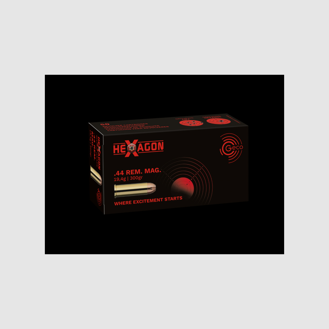 GECO .44 Rem. Mag. Hexagon 19,4g/300gr. 50 Patronen