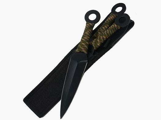 Set de 3 cuchillos arrojadizos Kunai con funda de nailon