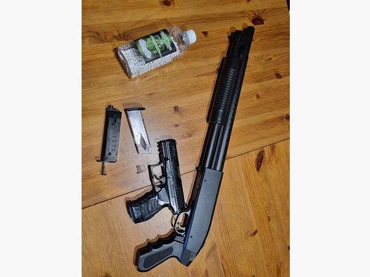 Airsoft Walther PPQ + Pumpgun M500 defect